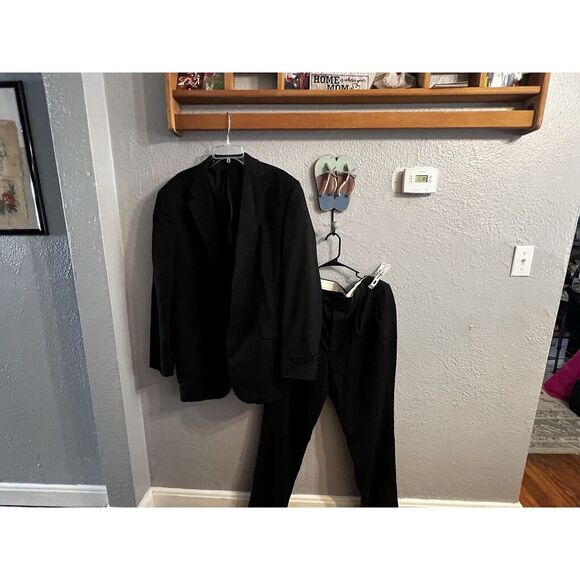 Stafford Wool Suit  Mens Black Size 44XT & 38Xl‎ Vintage - Picture 1 of 11
